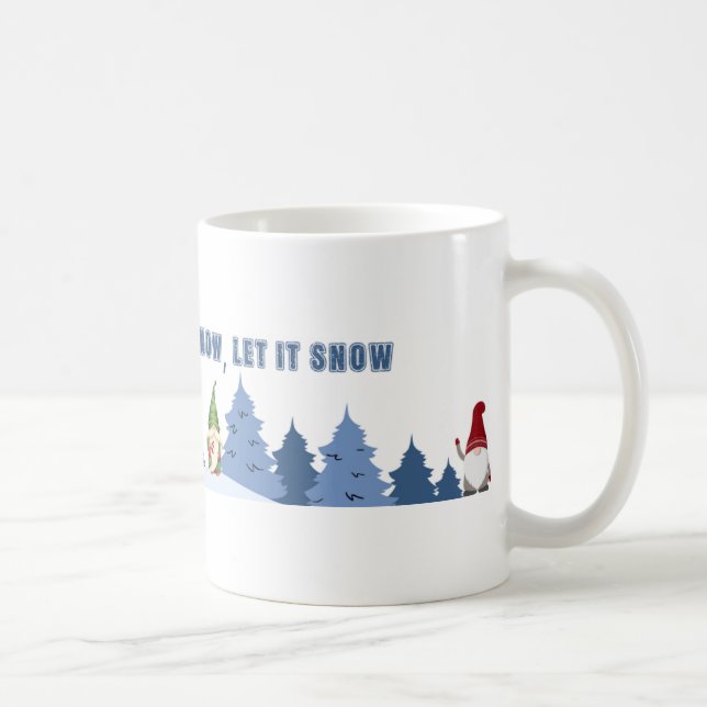 Christmas Mug - Gnomes, Snowman, Pine Trees, Snow (Right)