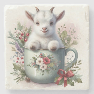 Christmas Mug Goat Stone Coaster
