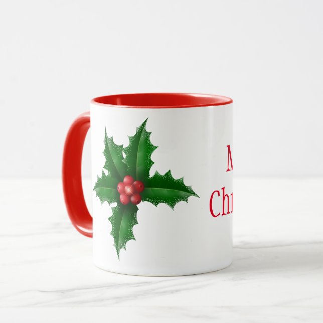 Christmas Mug-Holly Mug (Front Left)