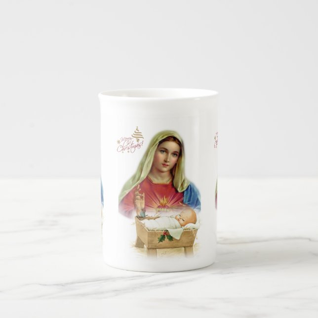 Christmas Mug, Jesus Christ, Merry Christmas Bone China Mug (Front)
