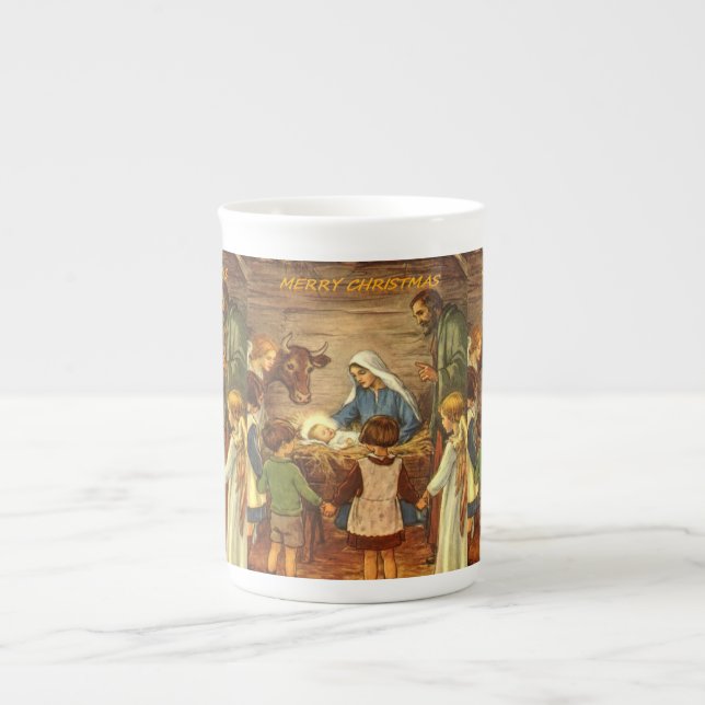 Christmas Mug, Jesus Christ, Merry Christmas Bone China Mug (Front)