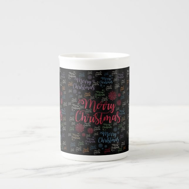 Christmas Mug, Merry Christmas Bone China Mug (Front)
