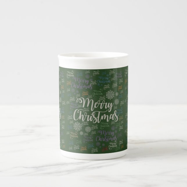 Christmas Mug, Merry Christmas Bone China Mug (Front)