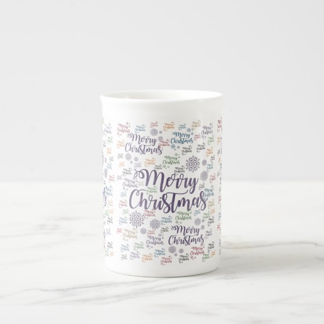 Christmas Mug, Merry Christmas Bone China Mug (Front)