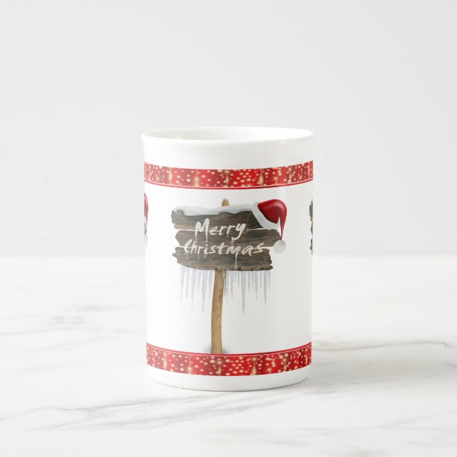 Christmas Mug, Merry Christmas Bone China Mug (Front)