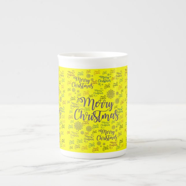 Christmas Mug, Merry Christmas Bone China Mug (Front)