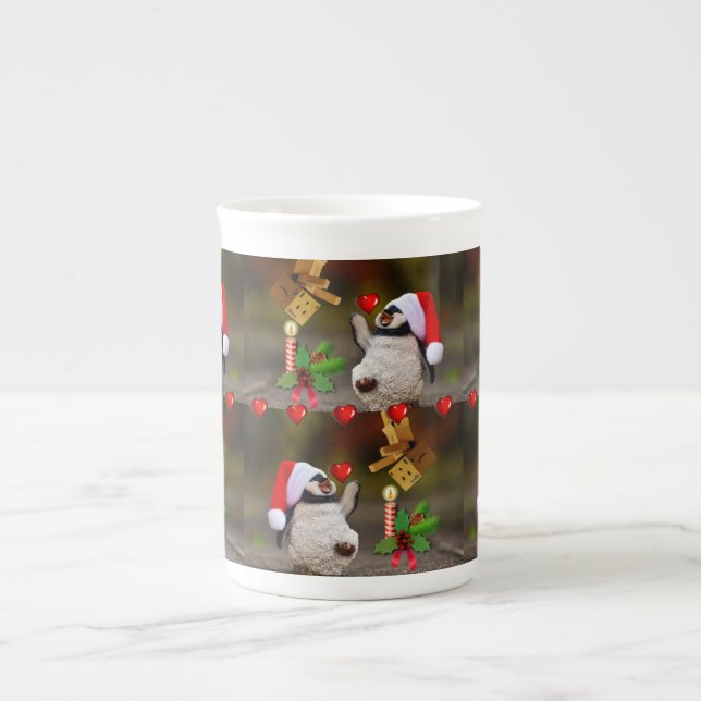 Christmas Mug, Penguin, Merry Christmas Bone China Mug (Front)