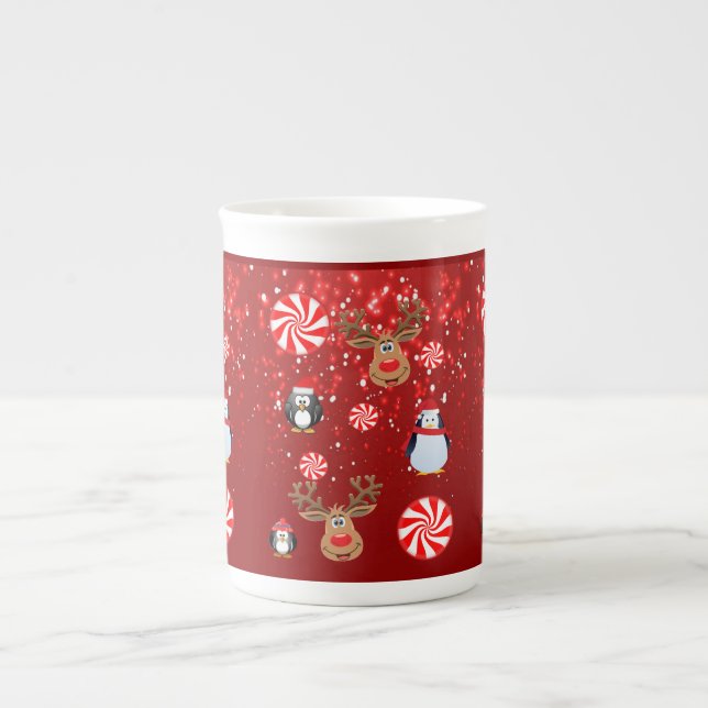 Christmas Mug, Penguin, Merry Christmas Bone China Mug (Front)