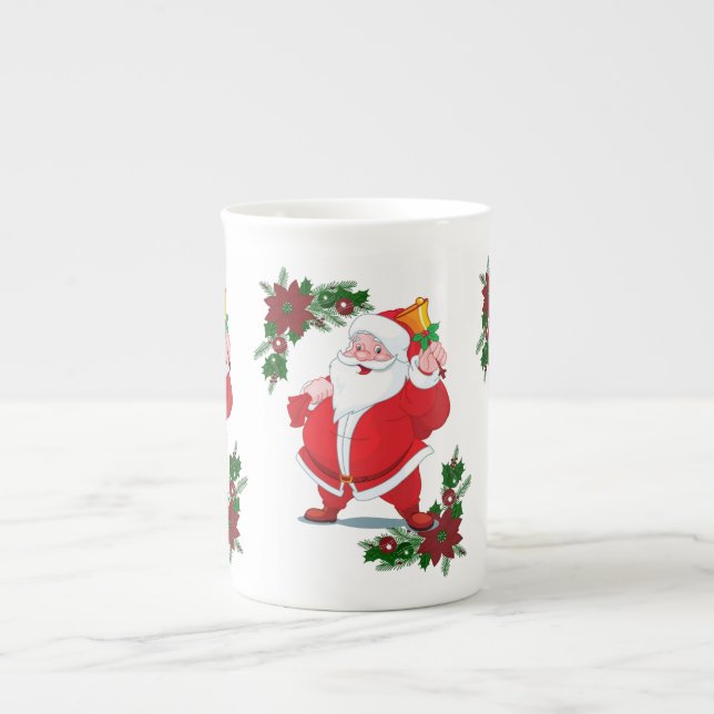 Christmas Mug, Santa Bone China Mug (Front)