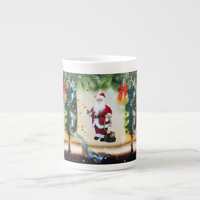 Christmas Mug, Santa Bone China Mug (Front)