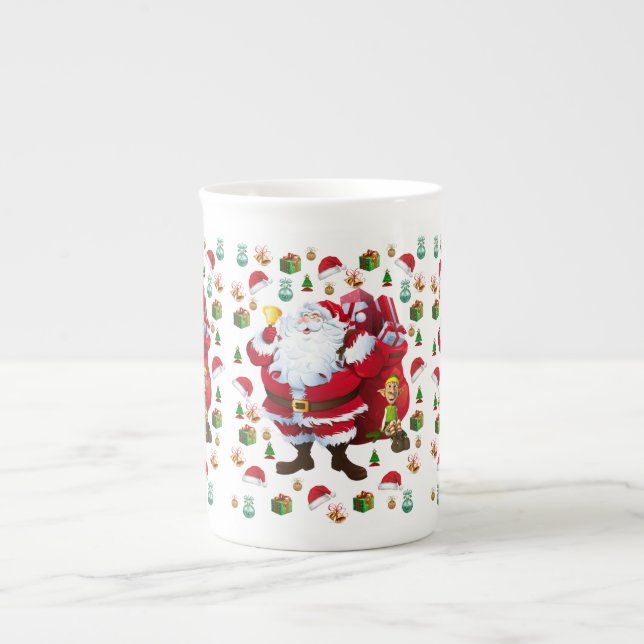 Christmas Mug, Santa Bone China Mug (Front)