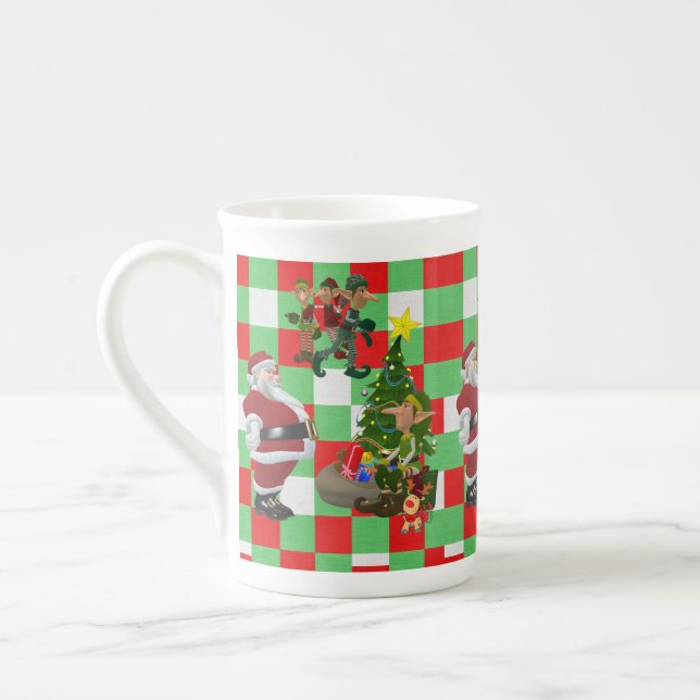 Christmas Mug, Santa, Merry Christmas Bone China Mug (Left)