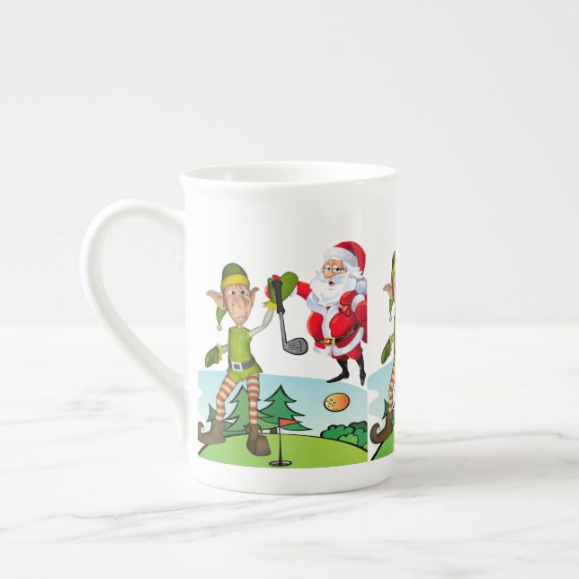 Christmas Mug, Santa, Merry Christmas Golf Bone China Mug (Left)