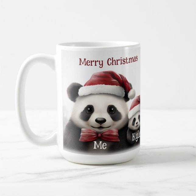 Christmas Mug - Single Dad 1 Child - Panda Design (Left)