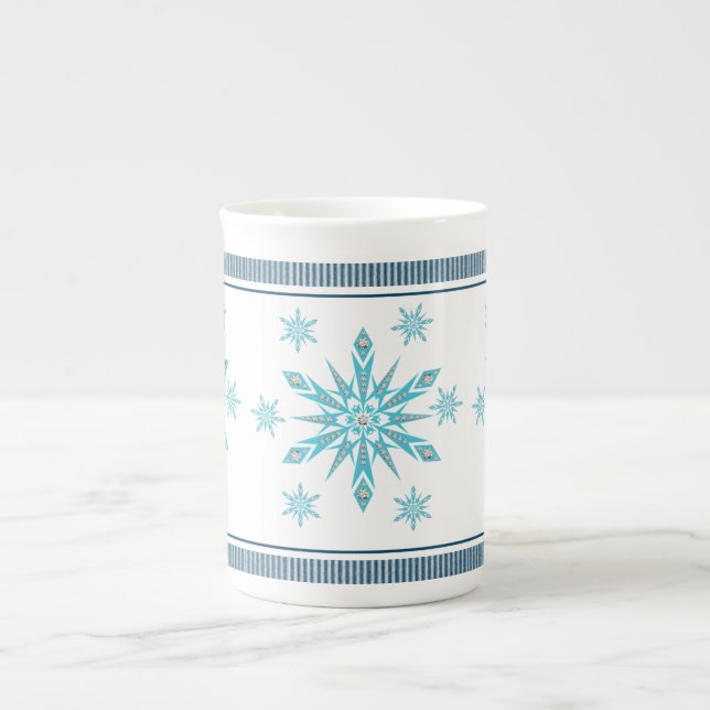 Christmas Mug, Snowflake Bone China Mug (Front)