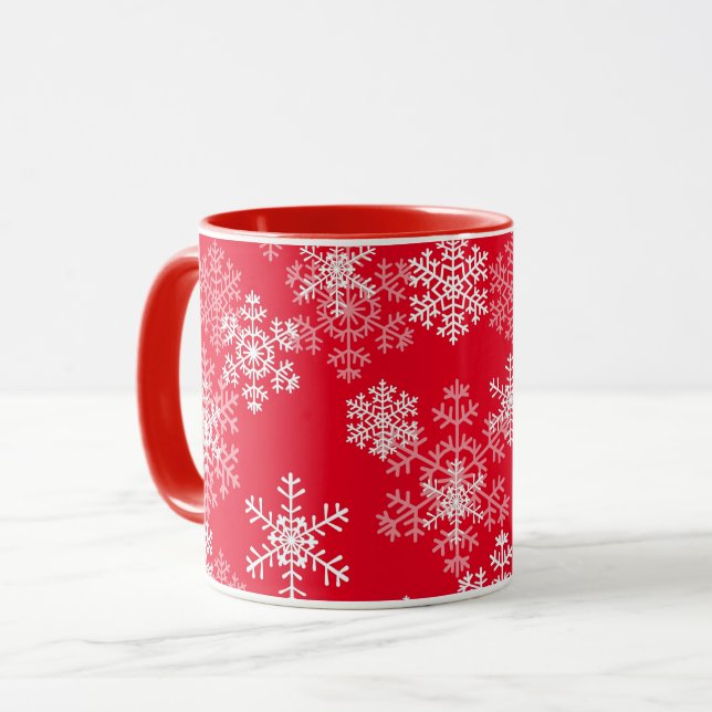 Christmas Mug-Snowflakes Mug (Front Left)