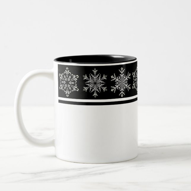 Christmas Mug-Snowflakes Two-Tone Coffee Mug (Left)