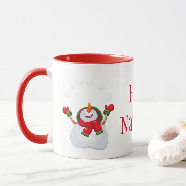 Christmas Mug-Snowman-Feliz Navidad Mug (With Donut)
