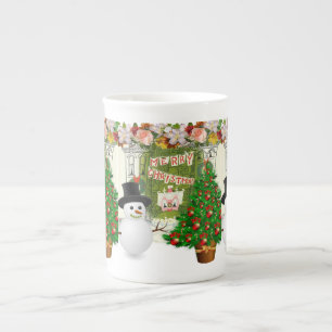 Christmas Mug, Snowman, Merry Christmas Bone China Mug