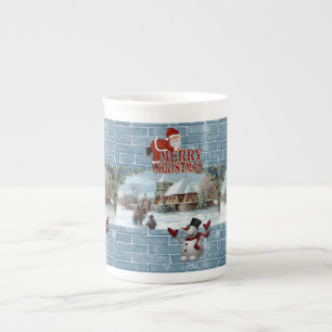Christmas Mug, Snowman, Merry Christmas Bone China Mug