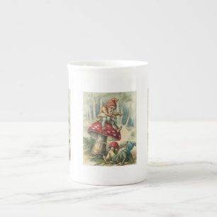 Christmas Mug, Vintage Elf, Merry Christmas Bone China Mug