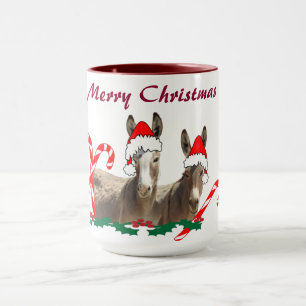 Christmas mug, wildlife, donkeys mug