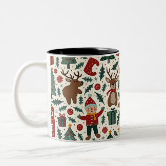 Christmas mug with a pattern full of happiness
