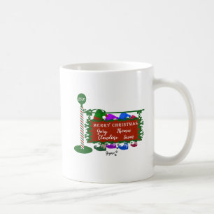 Christmas Mug with Family Names Elves Sign