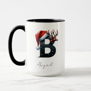 Christmas Mug with Letter B Personalized Holiday