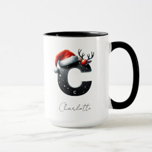 Christmas Mug with Letter C Personalized Name