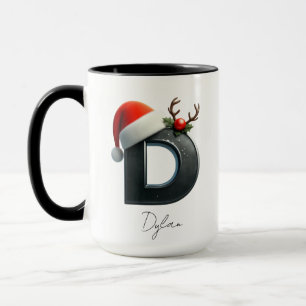 Christmas Mug with Letter D Custom Name Holiday