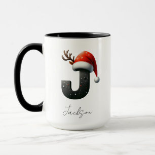 Christmas Mug with Letter J Personalized Name