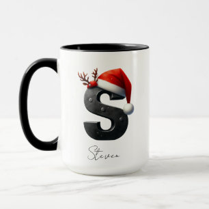 Christmas Mug with Letter S   Personalized Name