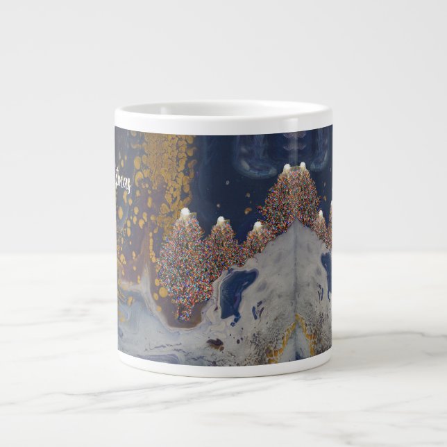 Christmas Mug with Lit Trees (Front)