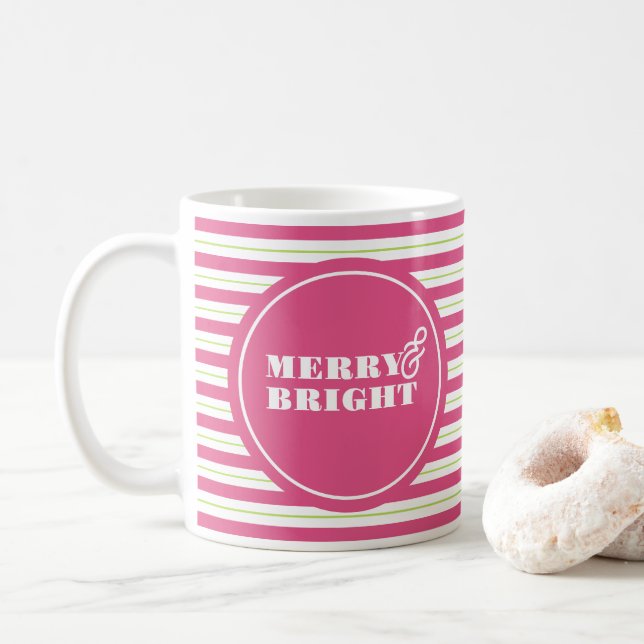 Christmas Mugs Trendy Pink and Green (With Donut)