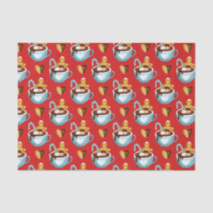 Christmas Mugs with Hot Chocolate and Cookies  Tissue Paper