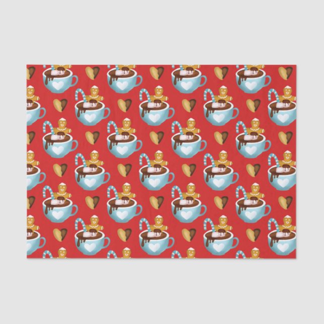 Christmas Mugs with Hot Chocolate and Cookies  Tissue Paper (Front)