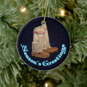 Christmas Mukluks Ceramic Tree Decoration