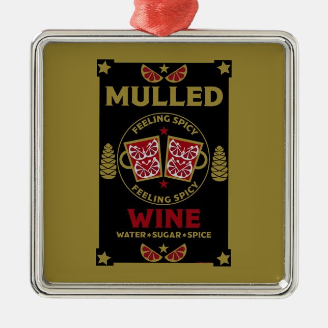 Christmas Mulled Red Wine Drink Metal Ornament (Front)