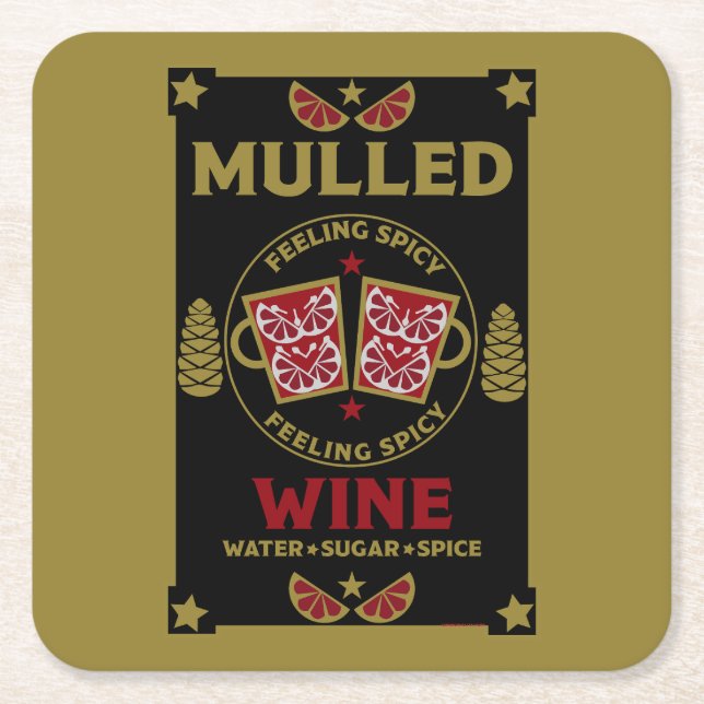 Christmas Mulled Red Wine  Square Paper Coaster (Front)