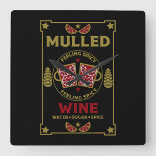 Christmas Mulled Red Wine  Square Wall Clock