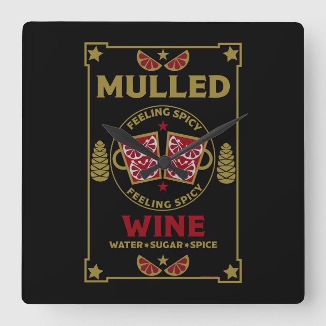 Christmas Mulled Red Wine  Square Wall Clock (Front)