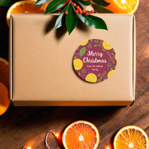 Christmas mulled wine spicy burgundy classic round sticker
