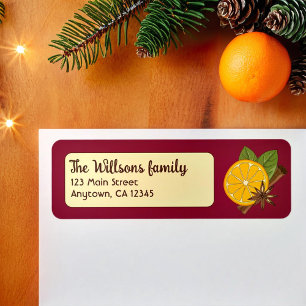 Christmas mulled wine spicy burgundy red return address label