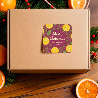 Christmas mulled wine spicy burgundy square sticker
