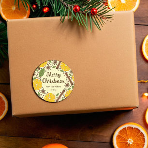 Christmas mulled wine spicy light yellow classic round sticker