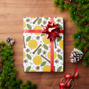 Christmas mulled wine spicy white wrapping paper
