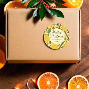 Christmas mulled wine spicy yellow classic round sticker