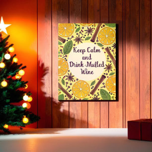 Christmas mulled wine spicy yellow poster