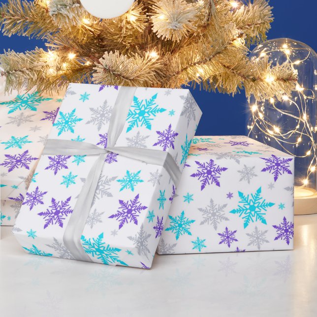Christmas Multi Colour Snowflakes Pattern Wrapping Paper (Holidays)